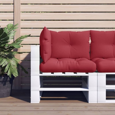 vidaXL Cuscini per Divano Pallet 3 pz Rosso Vino in Tessuto - Rosso