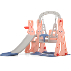 Scivolo per bambini con piccola altalena giocattolo per bambini 2-8 anni 142x135x110cm Rosa características