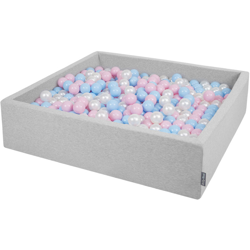 Piscina Di Palline 120X30cm/200 Palline Grande Quadrato Per Bambini Fabbricato In EU, Grigio Chiaro:Azzurro/Rosa Chiaro/Perla - grigio precio