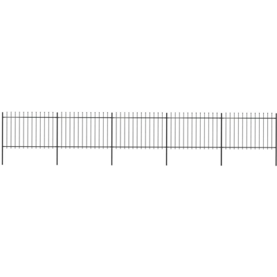 Recinzione Giardino con Punta a Lancia in Acciaio 8,5x1,2m Nera