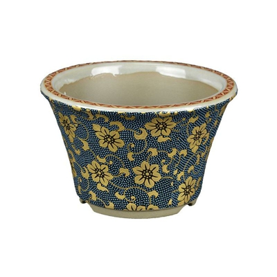 Geosism&nature S.a.s.di Barani Simone&c. - Vaso da collezione per bonsai Giapponese Kutani rotondo in gres smaltato manualmente 10,5x10,5x6,5 cm