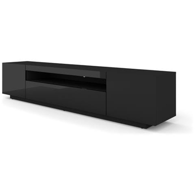 Lowboard Mobile Tv 200 Cm Solo, Mobile Tv, Credenza Rtv, Tavolo Hifi (nero Senza Illuminazione)
