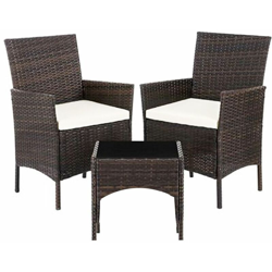Set da giardino in rattan sintentico 3pz marrone scuro poltrona tavolino esterno características