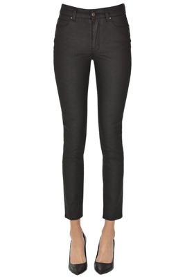 Coated fabric skinny trousers