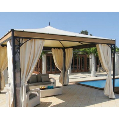 Sprech - Gazebo per arredo ville e giardini professionale Dehors Perla > m 4.00 x 5.00 > Con tele copripiantone