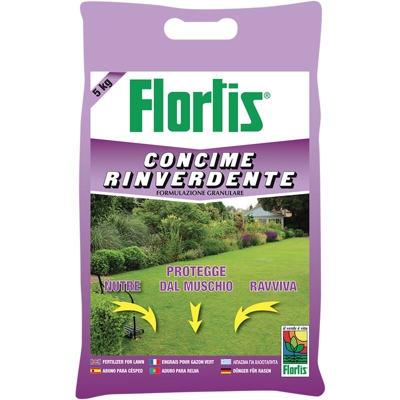 CONCIME GRANULARE RIVERDENTE PER PRATO siepi piante verdi 5 KG FLORTIS