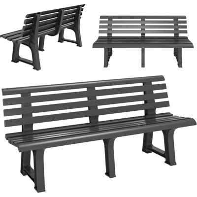 Panca da giardino Orchidea 145 cm plastica 3 posti panchina cassapanca Antracite - Casaria