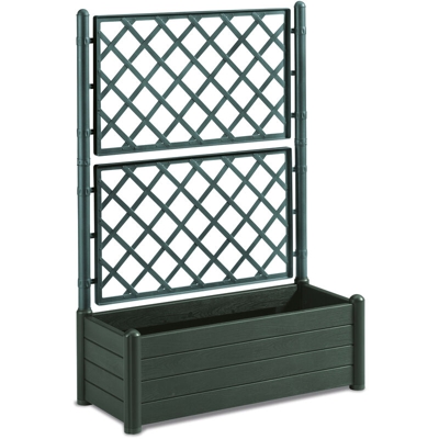 Fioriera rettangolare con grata porta vaso separè divisorio in plastica verde