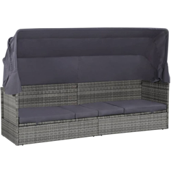 Lettino da Giardino con Tettuccio Grigio 205x62 cm Polyrattan características