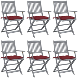 vidaXL Sedie da Giardino Pieghevoli 6pz con Cuscini in Massello Acacia en oferta