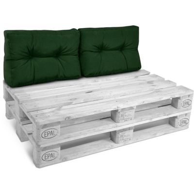 Beautissu Set da 2 Cuscini per spalliera di divanetti con Pallet o bancali - Style Verde scuro, 60x40x10/20 cm
