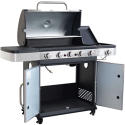 Barbecue A Gas In Acciaio Inox 5 Fuochi + 1 Laterale Per Esterno Giardino, Portico, Terrazzo precio