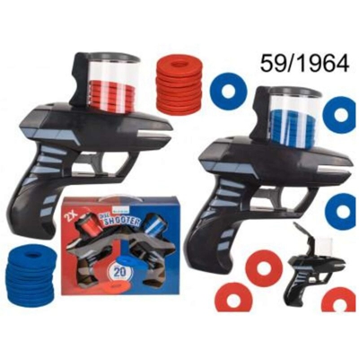 Lgvshopping - Set 2 Pistole Sparadischetti Dischi in Gomma Piuma da 17 Cm Gioco Per Bambini