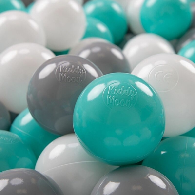 700 ? 7CM Palline Morbide Colorate Per Piscina Bambini Fatto In EU, Bianco/Grigio/Turchese Chiaro - bianco/grigio/turchese chiaro - Kiddymoon