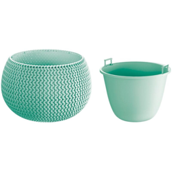 Vaso di fiori tonda con vasca Splofy Bowl in plastica colore saggio 29 (lunghezza) x 29 (larghezza) x 19 (altezza) cm en oferta