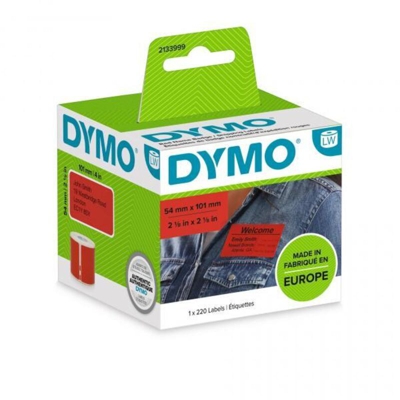 DYMO grandi etichette originali per la spedizione/ badge identificativo LW : Stampa nera su etichetta rossa : 54 mm x 101 mm : Autoadesivo : Rotolo