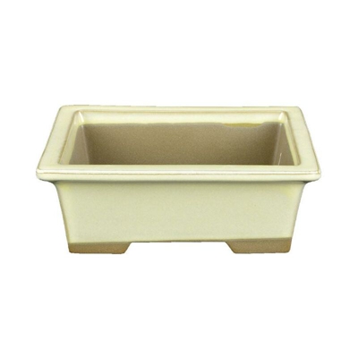 Vaso per bonsai Giapponese Morrisan rettangolare in gres smaltato bianco 13x10x4,5 cm - B05-2a