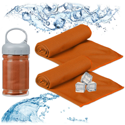 Relaxdays - Asciugamano Rinfrescante, Set da 2, Asciugamani Refrigeranti da Collo Sport & Fitness, 90x30 cm, Arancione en oferta