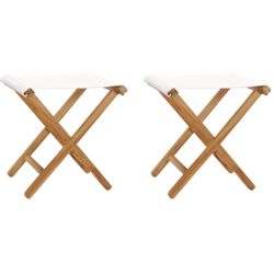 vidaXL Sedie Pieghevoli 2 pz in Legno di Teak e Tessuto Bianco Crema - crema en oferta