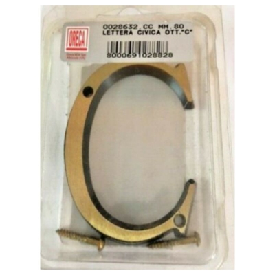Oreca - Lettera Civica 'C' In Ottone Satinato - 80Mm