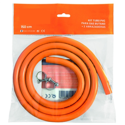 Espiroflex - Tubo in plastica per gas butano da 1,5 m con 2 morsetti
