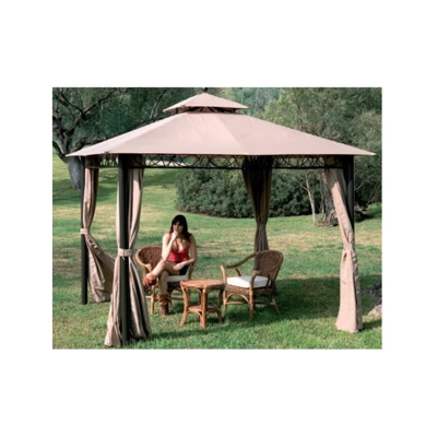 Gazebo Ecru 3x3 Ferro Battuto da Esterno Giardino con Teli Tende Pareti Laterali