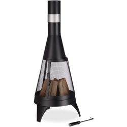 Relaxdays - Stufa da Esterno Aperta con Parascintille, Caminetto Decorativo, da Giardino, a Legna, Ø 45 cm, Acciaio, Nera en oferta