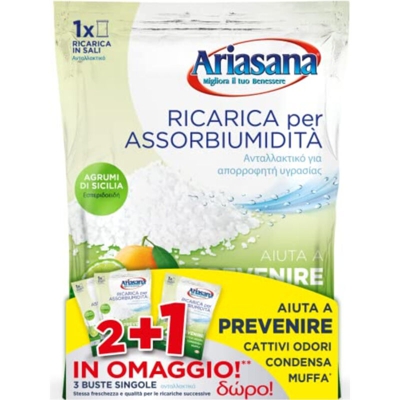 Ricarica Sale Assorbiumidita' Confezione 3 Buste da 450gr Profumazione Pino Ariasana - Henkel