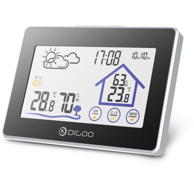 DIGOO Wireless Touch Screen Orologio stazione meteorologica DG-TH8380