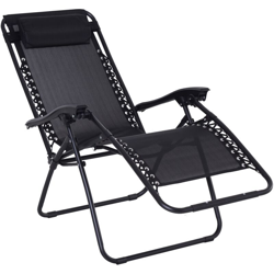 Outsunny Poltrona Sedia Sdraio Pieghevole Reclinabile Lettino Relax per Giardino Spiaggia Esterno, Nero, 90x65x110cm características