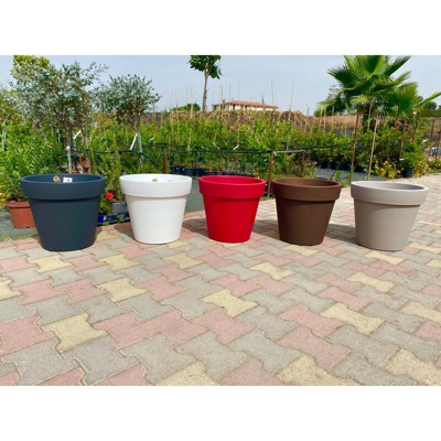 VASO Fioriera in RESINA EASY interno ed esterno Vari Colori diam. 45 cm - Color: ROSSO ORIENTE