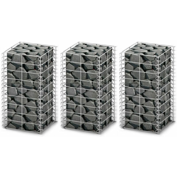 Set Gabbione 3 pz in Filo Zincato 25 x 25 x 50 cm - Argento - Vidaxl en oferta
