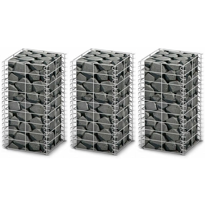 Set Gabbione 3 pz in Filo Zincato 25 x 25 x 50 cm - Argento - Vidaxl