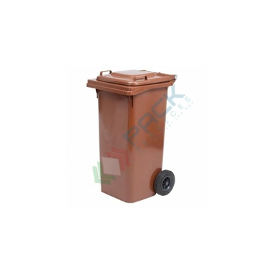 Bidone spazzatura per la raccolta differenziata rifiuti, capacità 80 Lt, certificato UNI EN 840, per uso esterno, colore marrone (Marrone)