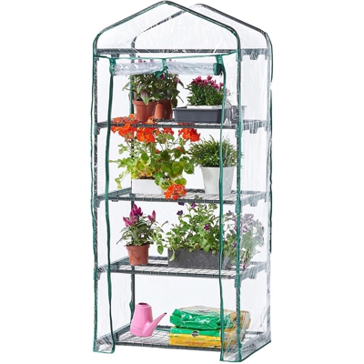 Flur Exotica Serra Da Esterno Con Ruote E Cover Trasparente 69X49X155Cm 4 Ripiani