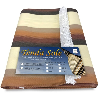 TENDA SOLE DA ESTERNO GIARDINO BALCONE MESSICO MARRONE confezionata LARGA 2 METRI Cm. 200 x 350