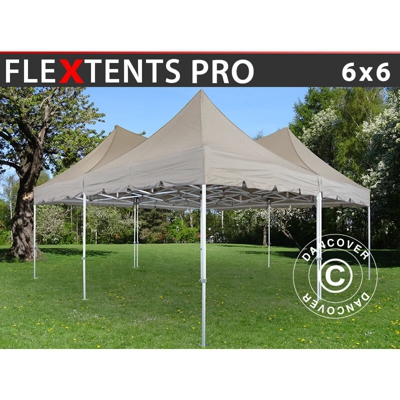 Gazebo pieghevole Gazebo rapido FleXtents PRO Peak Pagoda 6x6m, Latte