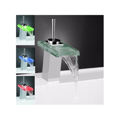 Miscelatore Monocomando Rubinetto A Cascata Vetro A Led Rubinetteria Bagno