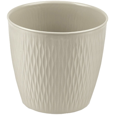 VASO TONDO 'LIBERTY' ø 20 x h.19 - bianco/travertino