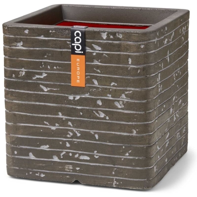 Vaso Nature Row Quadrato a Righe 40x40x40 cm Verde Oliva - Verde - Capi