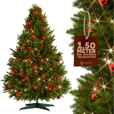 Casaria - Albero di Natale 140/150/180cm supporto metallico abete artificiale luci LED pino natalizio stampato ad iniezione Mix/PE/PVC Pop-Up 150cm