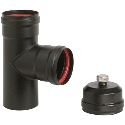 Agef - ALA RACCORDO A 'T' F/F ø mm.80 PER STUFE A PELLET NERO OPACO FERR 362405