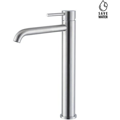 Miscelatore lavabo alto ad appoggio senza scarico con bocca lunga Newform X-STEEL 69615X | Senza piletta di scarico - Acciaio Spazzolato