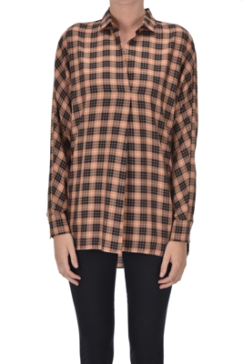 Checked print lyocel blouse