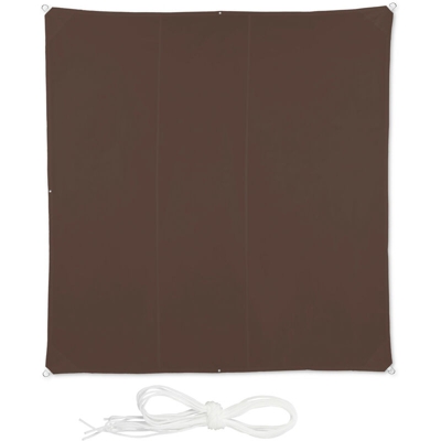Tenda a Vela Quadrata, Idrorepellente, Anti UV, con Corde di Supporto, Terrazza, Giardino, LxP: 4x4 m, Marrone