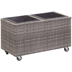 Letto Rialzato con 2 Vasi 60x30x36 cm in Polyrattan Grigio - Grigio - Vidaxl características