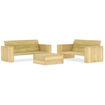 YOUTHUP Set Divani da Giardino 3 pz in Legno di Pino Impregnato - Marrone