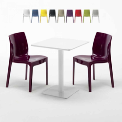 Grand Soleil - Tavolo Quadrato Bianco 60x60 cm con 2 Sedie Colorate Ice Lemon | Viola características