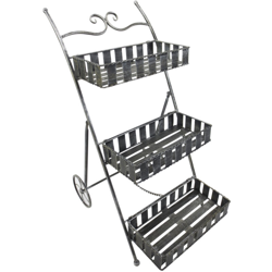 Outsunny Fioriera da Girdino a 3 Livelli con Ruote, Argento, 53 x 39 x 79 cm en oferta