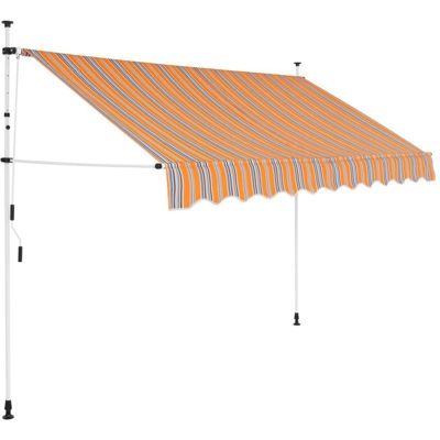 Tenda da Sole Retrattile Manuale 250 cm a Strisce Blu e Gialle